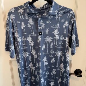 Bad Birdie Navy Palm Print Polo Golf Shirt